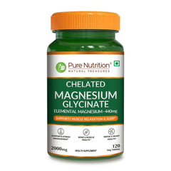 Pure Nutrition Chelated Magnesium Glycinate 2000mg Supplement - 60 Tablets | High Absorption for Sleep, Cramps, Nerves Health, Relaxation, Bone & Joint Health | Elemental Magnesium 440mg