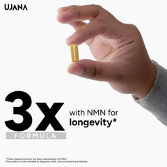 UJANA NMN 1000mg with Trans-Resveratrol & Quercetin Dihydrate | 3 IN 1 FORMULA | 90 Veg Capsules - 45 Day Pack