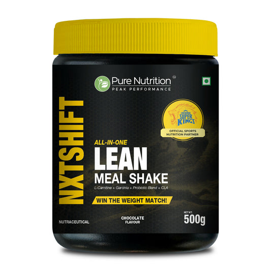 Pure Nutrition All-in-One Lean Meal Shake- 500g | Plant Protein Blend with L-Carnitine, Garcinia & Probiotics | Weight Management & Daily Nutrition Support | Chocolate Flavour