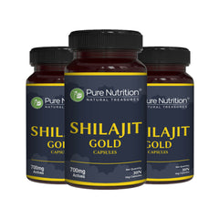 Pure Nutrition Shilajit Gold 60 Veg Capsules with Kaunch Beej, Ashwagandha, Safed Musli, Gokhru & Shatavari for Energy, Strength, Stamina & Performance | Premium Ayurvedic Supplement for Men