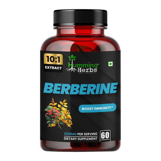 Humming Herbs Berberine Pure Extract 1000mg |Immune Support, Gut Health, Digestive Wellness, Metabolic Balance & Antioxidant Protection | Vegan, Non-GMO, High Bioavailable Form