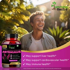 Humming Herbs Astragalus Root Extract Capsules - Supports Immune System, Cardiovascular & Liver Health - Natural Antioxidant & Anti-Aging Supplement