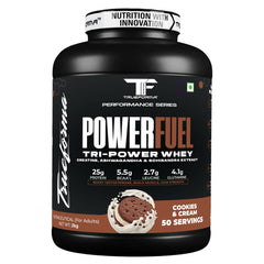 Trueforma® PowerFuel Tri-Power Whey Protein Powder – 25g Protein, 5.5g BCAAs, 2.7g Leucine & 4.1g Glutamine | Enriched with Creatine, Ashwagandha & Schisandra Extract | Muscle Growth, Strength & Recovery Support| 50 Servings (2kg