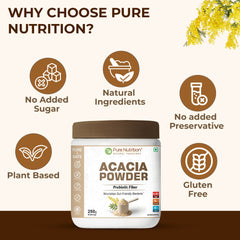 Pure Nutrition Acacia Powder 250gm | 100% Pure Acacia Gum | Prebiotic Fibre Supplement | Nourishes Gut Health | Improves Digestion