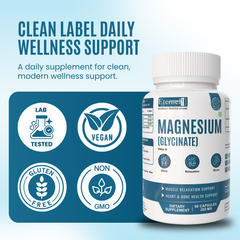 Eternell® Magnesium Glycinate Capsules | 200 MG Magnesium Bisglycinate | Supports Relaxation, Sleep & Bone Health | 60 Capsules
