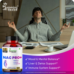 Humming Herbs NAC PRO+ with N-Acetyl Cysteine, Inositol, Choline, Vitamin D3 & Zinc | 1410mg | 45 Days Supply | Non-GMO & Clean Label