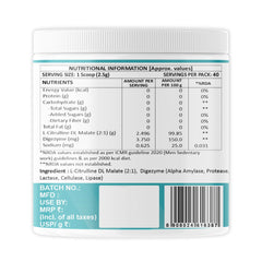 Weoliv L-Citrulline Malate 2:1 Powder | Supports Recovery & Endurance | Unflavoured | 2.5g L-Citrulline DL Malate (Per Serve) | 100g