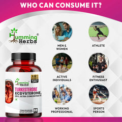 Humming Herbs Turkesterone Ecdysterone Ajuga Turkestanica Supplement with Tongkat Ali Horny Goat weed & maca