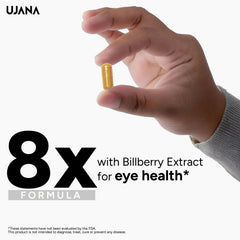 UJANA Eye Care with Bilberry Extract, Lutein, Astaxanthin, Zeaxanthin, Vitamin C, Vitamin E, Copper & Zinc – 293 mg Formula – 90 Day Pack