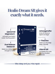 Healio® Dream SR™ Capsules | Melatonin Capsules for Deep Sleep | Advanced Sleep Support + Relaxation Formula | 30 Vegan Capsules (3x10)