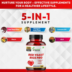 Humming Herbs Red Yeast Rice Pro 5-in-1 Supplement | Red Yeast Rice, Omega-3 (EPA/DHA), CoQ10, Niacin, ALA