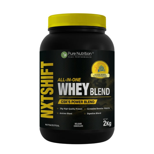 Pure Nutrition All-in-One Whey Blend Belgian Chocolate -2kg | 26g Protein per Serving | Whey, Soy & Casein Blend with Creatine, Superfoods & Digestive Enzymes | Muscle Recovery & Performance Support