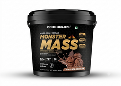 Corebolics Monster Mass Gain Formula | High Calorie Gainer | 12g Protein, 727 Calories | Creatine, Tribulus & Ashwagandha | Chocolate Ice Cream Flavor (5 kg)