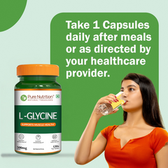 Pure Nutrition L Glycine Supplement (500mg) 120 veg Capsules | Supports Muscle Health, Brain & Sleep Health | Support Strong Immune System & Cellular Health