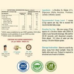 Weoliv L-Citrulline Malate 2:1 Powder | Supports Recovery & Endurance | Unflavoured | 2.5g L-Citrulline DL Malate (Per Serve) | 100g