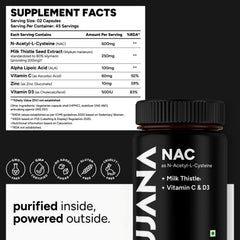 UJANA NAC with Milk Thistle Seed Extract, Alpha Lipoic Acid, Vitamin C, Zinc & Vitamin D3 – 1020 mg Formula – 90 Vegetarian Capsules – 45 Day