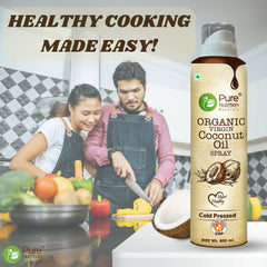 Pure Nutrition Organic Extra Virgin Coconut Oil Spray - 200ml | 100% Pure, Edible & Cold Pressed | Ideal for Cooking, Baking & Salad Dressing | Non-GMO, Zero Cholesterol | Easy-to-Use Spray for Skin & Hair Care