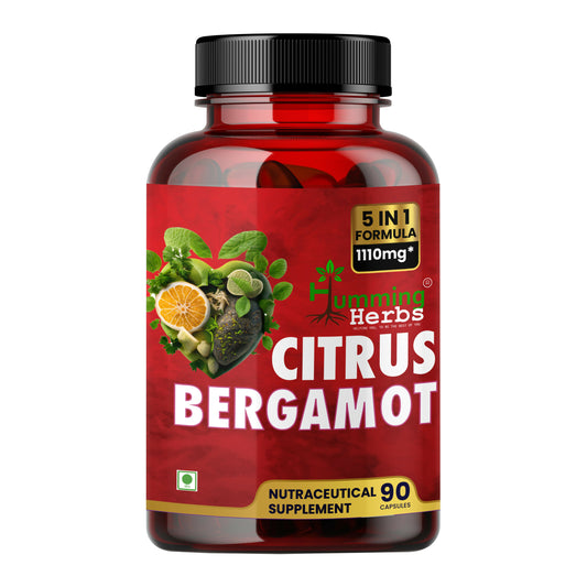 Humming Herbs Citrus Bergamot 15500mg - High Potency Cholesterol Support Supplement with Black Choke Berry, Niacin, Olive Leaf & Black Pepper Extract, Heart Health, Antioxidant, Vegan, Capsules